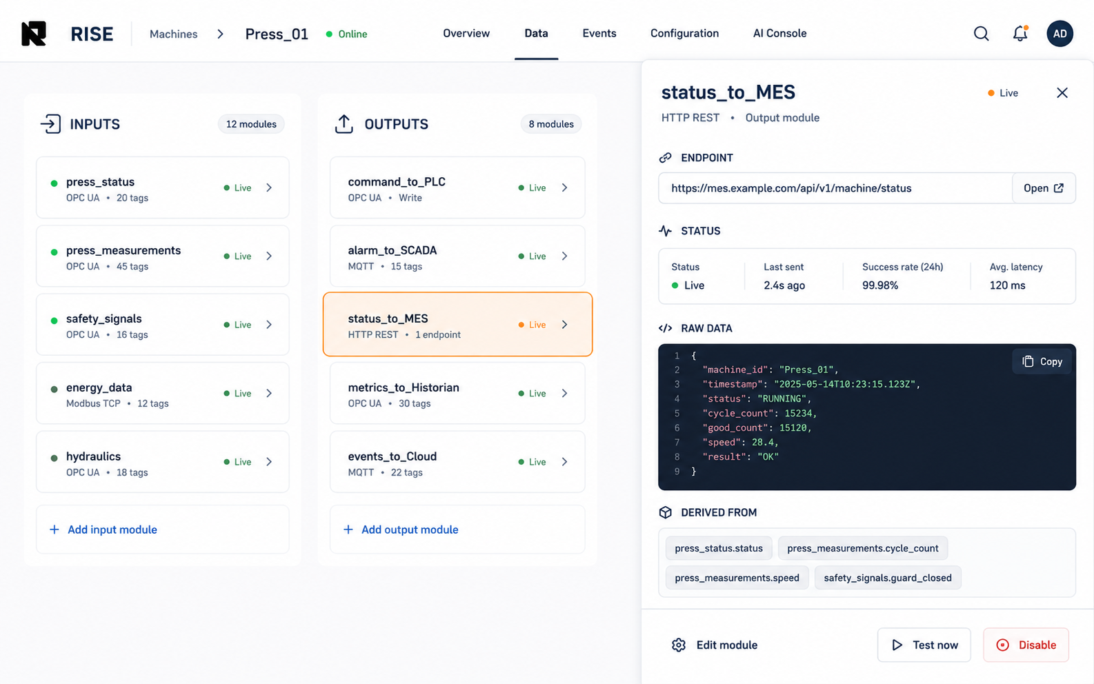 Central applications and site data connections